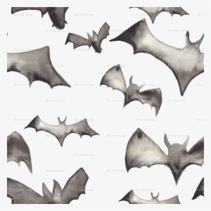 Watercolor Bats -large 800 Dpi Fabric - Watercolour Bats Png