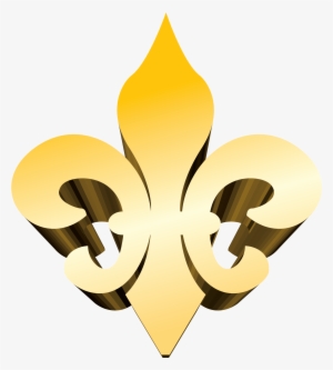 3-d Gold Fleur De Lis Vector Clip Art - Clip Art