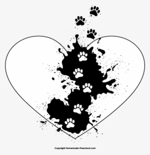 Freeuse Stock Dog Paw Heart Clipart - Paw Print Heart With Transparent Background