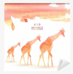 Giraffe Animal Watercolor Background Wall Mural • Pixers® - Stock Illustration