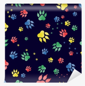 Seamless Pattern Of Dog Paw Marks - Fondo Oscuro Con Huellas De Perro