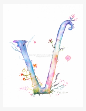 Watercolor Letter V