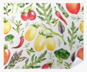Seamless Pattern With Watercolor Vegetables On White