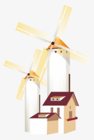 Windmill With House Vector, Windmill With House Vector, - House
