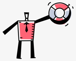 Vector Illustration Of Businessman Offers Life Vest