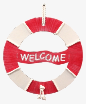 Nude/classic Red Welcome Life Preserver Wall Art