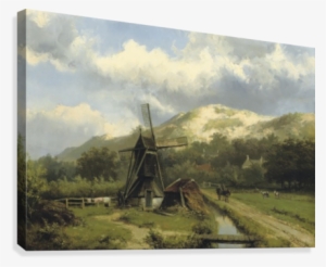 A Windmill In A Dune Landscape Canvas Print - Willem Koekkoek