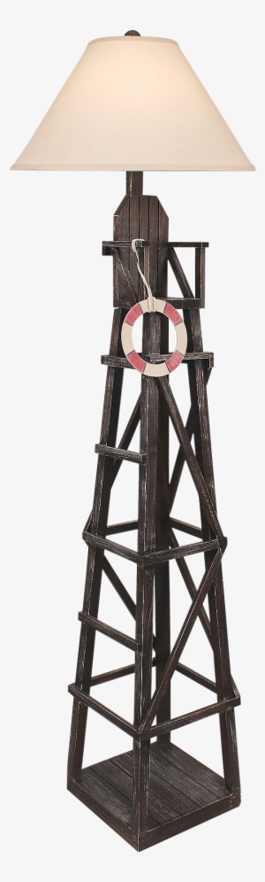 Weathered Walnut Life Guard Chair W/ Life Preserver - Lifeguard
