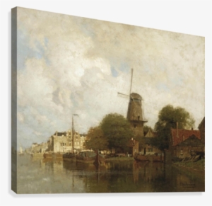 A Windmill Along The River Amstel, Amsterdam Canvas - Painting