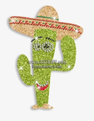 Cute Custom Cactus In A Hat Rhinestone Iron On Transfer - Cactus