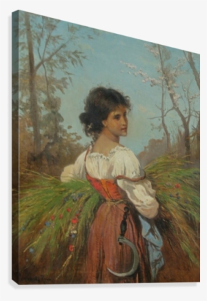 Girl With Scythe Canvas Print - Hermann David Salomon Corrodi