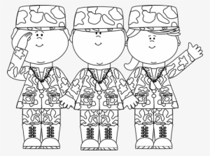 Black & White Group Of Soldiers Clip Art - Veterans Day Clipart Black And White