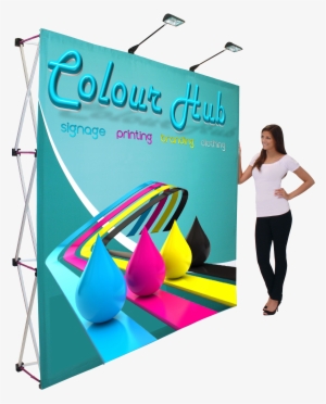 5 X - Fabric Pop Up Display Hop Up 8 Foot Straight With Printed