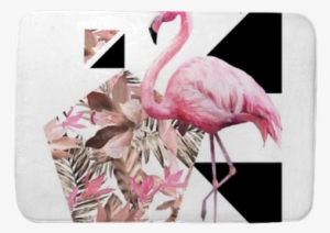 Watercolor Pink Bird - Flamingo Painting Retro