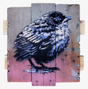 Sparrow Chick Bird Stencil Art Reclaimed Wood Pipsqueak - Art
