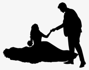 Silhouette, Bride, Groom, Couple, Dress - Bride