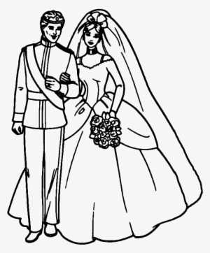 Bride And Groom Silhouettes - Marriage Coloring Page