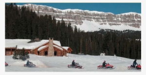 Winter Wyoming Luxury Resort Skiing Snowmobiling Fishing - Brooks Lake Lodge Snowmobile