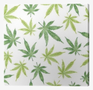 Quadro Em Tela Watercolor Marijuana Deixa Padrão Sem - Cannabis Background