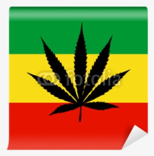 Drapeau Rasta Avec Feuille De Cannabis Vinyl Wall Mural - Folha Da Maconha Silhueta
