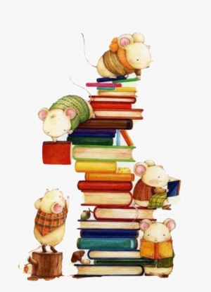 Fairy Tale Book Mouse Elf Pattern Element - Books Tower Illustration