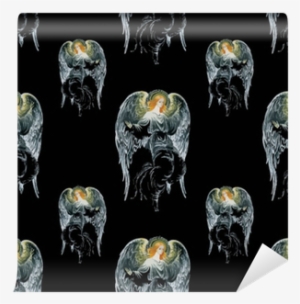 Beautiful Watercolor Angels With Wings Seamless Pattern - Watercolor Painting