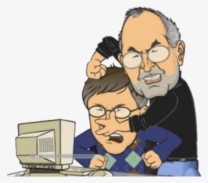 Bill Gates Steve Jobs Humor Caricatura - Apple Vs Microsoft Funny
