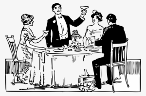 A Group Of People Eating Clipart - Clip Art