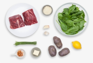 Pan Seared Steaks With "creamed" Spinach & Lemon Butter - Spinach Png Top