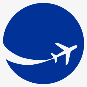 6461 Illustration Of An Airplane Silhouette On A Blue - Airplane In Circle Logo