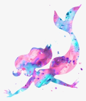 Mermaid Silhouette Watercolor Mermaid