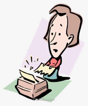 Cartoon Mulher Com Papel Rasgado Impressora Livre De - Paper