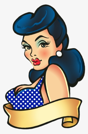 Black Hair Bettie Bang Paige Style Rockabilly Greaser - Pin Up Vector Png