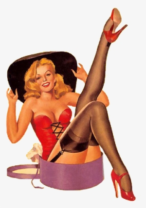 Vintage Pin Up Gif - Pinup Blonde Sitting In A Hat Box Canvas Art - (18