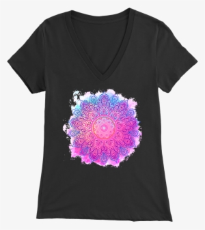 Mandalamerch Watercolor Wheel Womens V Neck - Shirt