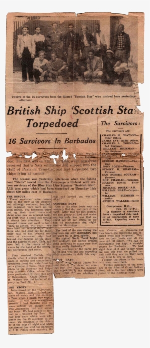 British Ship 'scottish Star' Torpedoed - Newspaper