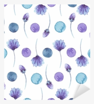 Watercolor Blue Flowers And Confetti Seamless Pattern - Watercolor Painting