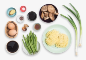 Black Garlic-shoyu Ramen With Green Beans & Shiitake - Ramen Ingredients Png