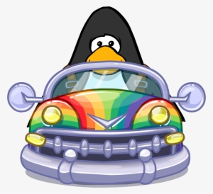 Rainbow Car On A Player Card - Rainbow Car Club Penguin
