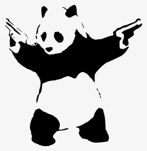 Gun Wielding Panda Stencil The Moral Never - Banksy Panda With Guns