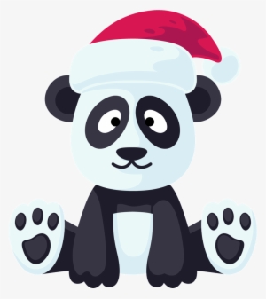 Pandtransparent Cartoon Sitting In A Christmas Hat - Giant Panda