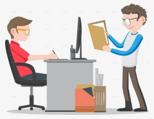 Vector Black And White Library Office On Desk By Nael - Office Worker Clipart Transparent