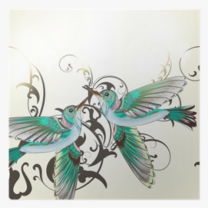 Beautiful Vector Background With Humming Birds In Watercolor