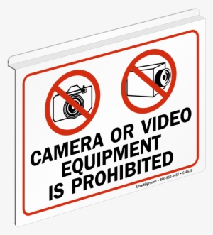 2 Sided Prohibition Z Sign For Ceiling - Rule Signs No Camera