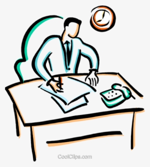 Office Worker Doing Paper Work Royalty Free Vector - Working Clipart Transparent