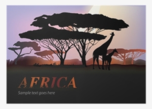 Africa Elephants Silhouette With Tree And Orange Sun - Silhouette