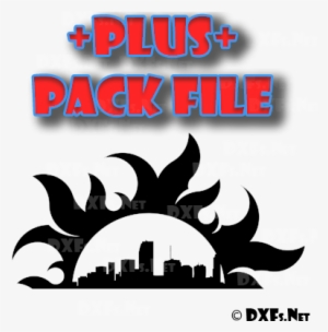 Dxf277-p Sun Cityscape Buildings Silhouette Modern - Half Circle Design Cnc