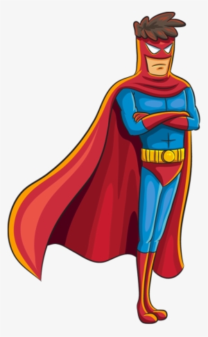 Cartoon Serious Superhero Standing With His Arms Crossed - Cartoon Superheroes Arms Crossed
