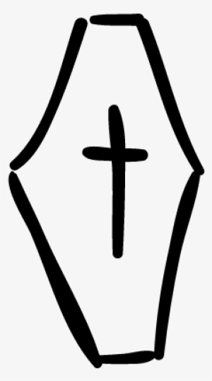 Coffin Hand Drawn Shape With A Cross Vector - Drawn Coffin