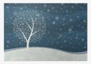 Winter Card Of Snowfall With Snowy Tree - Stock Photography